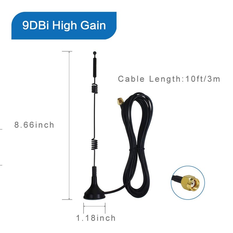eifagur Dual Band Long Range WiFi Antenna (2-Pack), Eifagur 9dbi 2.4GHZ 5GHZ 5.8GHZ RP-SMA Connector with Magnetic Base for IP Camera WiFi Router Computer Network Devices Wireless Range Extender - Image 2